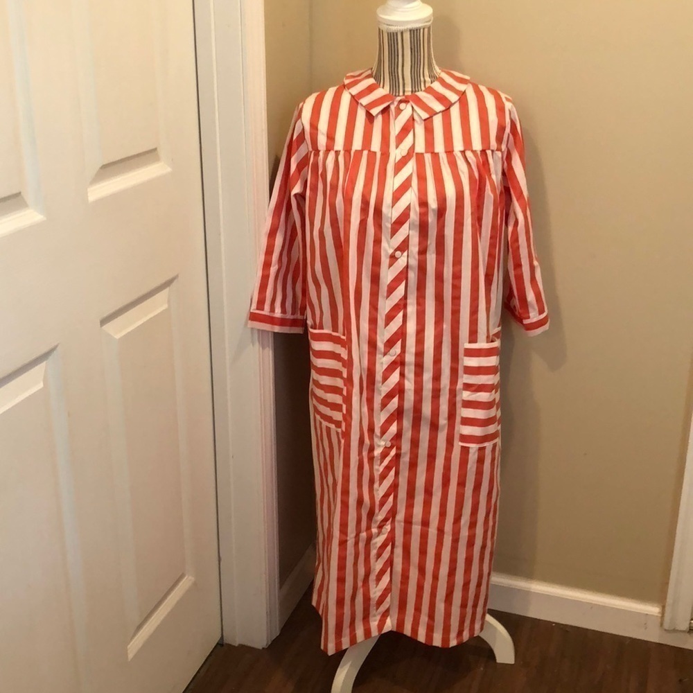 Vintage Carole Striped Housecoat Size Small